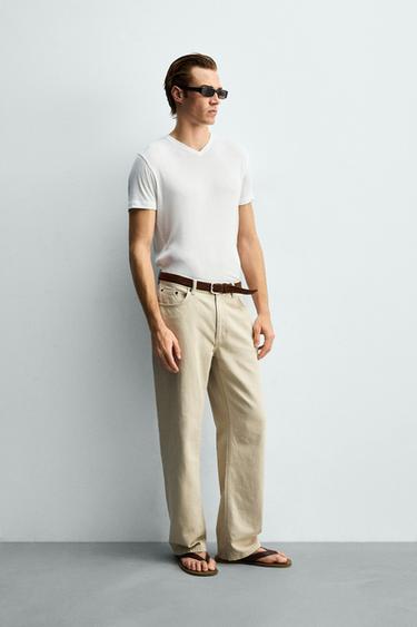 Zara Футболка с V-образным вырезом из вискозы