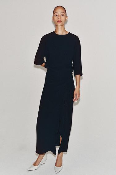 Zara Платье миди со сборками — коллекция ZARA «ZW»