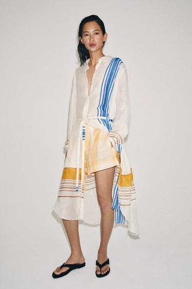 Zara Платье-рубашка из 100% рами — коллекция ZARA «ZW» купить с доставкой.