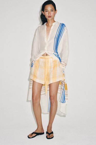 Zara Шорты из 100% рами со сборками — коллекция ZARA «ZW»