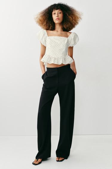 Zara Топ с вышивкой и перфорацией купить с доставкой.