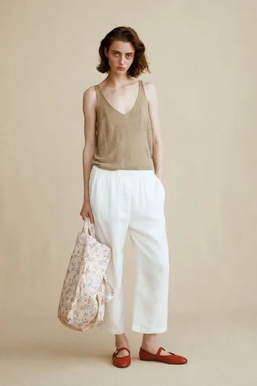 Топ из льняного трикотажа с тонкими бретелями, созданный caramel london x zara- Заказать в России