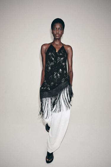 Zara Топ с вышивкой и бахромой — коллекция ZARA «ZW»