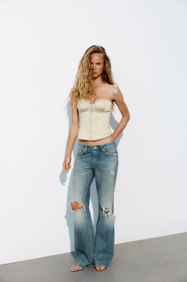 Zara Атласный топ-корсет без бретелей купить с доставкой.