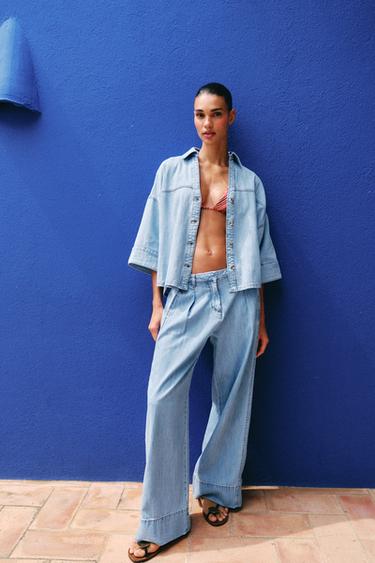 Zara Джинсы Z1975  с высокой посадкой и защипами