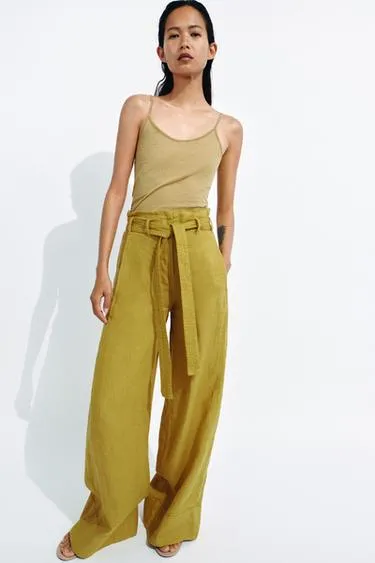 Брюки из 100% льна — коллекция Zara «Zw»- Заказать в России