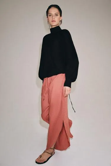 Брюки из 100% льна с разрезами — коллекция Zara «Zw»