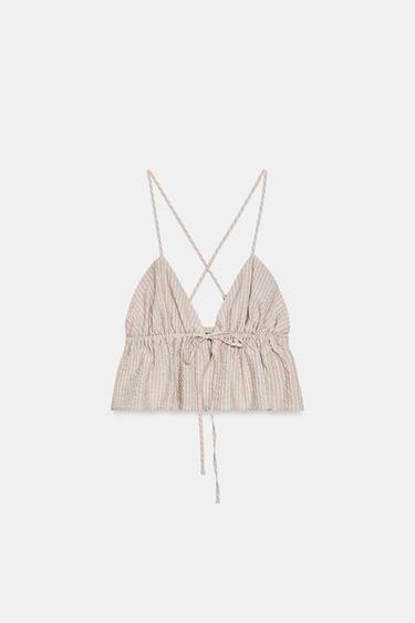 Zara Кроп-топ в полоску купить с доставкой.