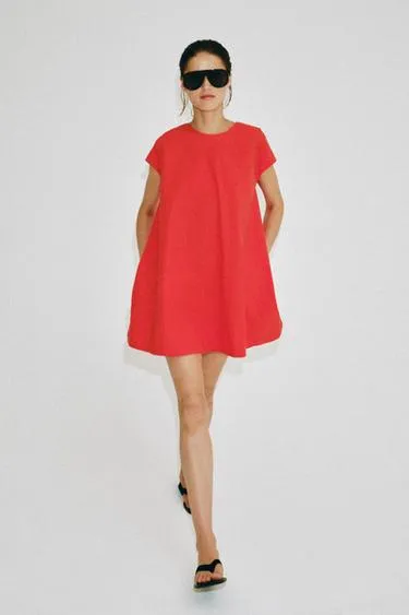 Короткое платье из поплина — коллекция Zara «Zw»- Заказать в России