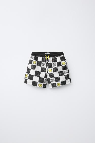 Zara Плавательные шорты с принтом в шахматную клетку и SMILEYWORLD® для детей 6-14 лет