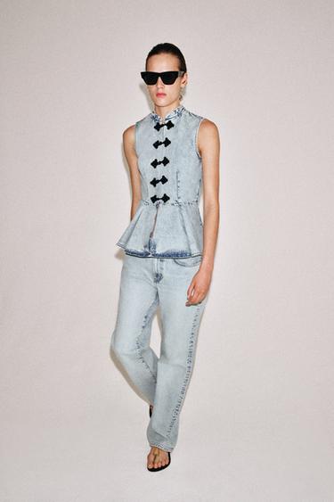 Zara Джинсовый жилет с навесными петлями — коллекция ZARA «ZW» купить с доставкой.