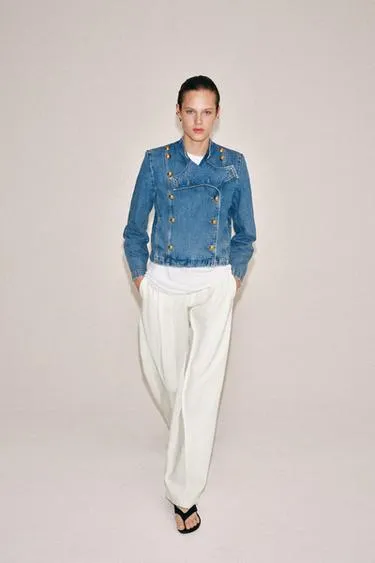 Джинсовая куртка с подплечниками — коллекция Zara «Zw»- Заказать в России