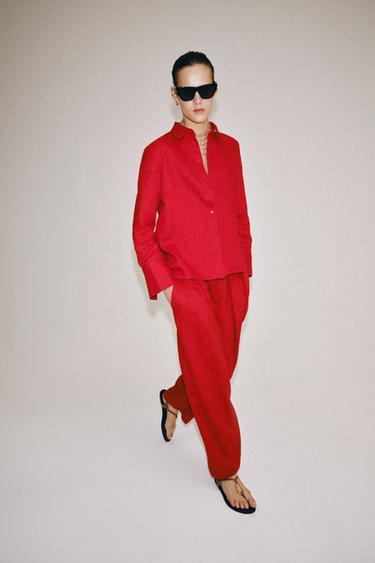 Zara Брюки из 100% льна с защипами — коллекция ZARA «ZW»