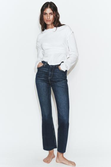 Zara Джинсы TRF укороченные клёш с высокой посадкой