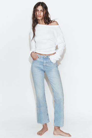Zara Джинсы TRF укороченные клёш с высокой посадкой