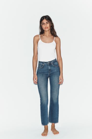 Zara Джинсы TRF укороченные клёш с высокой посадкой