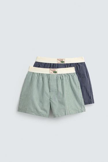 Zara Набор из двух трусов-боксеров из поплина в контрастную полоску