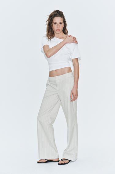 Zara Брюки прямого кроя в полоску с низкой посадкой