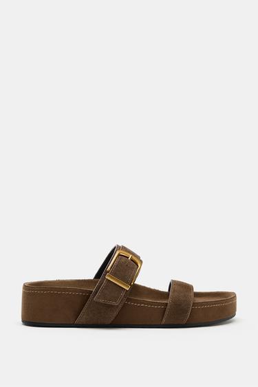 Zara Босоножки из спилка на платформе