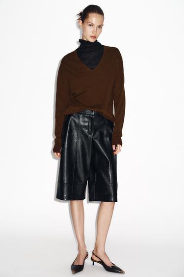 Zara Длинные бермуды из искусственной кожи купить с доставкой.