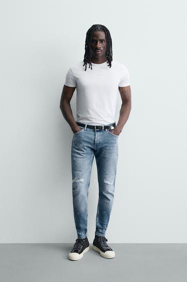 Zara Узкие джинсы с потертостями SKINNY FIT купить с доставкой.
