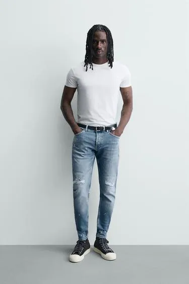 Узкие джинсы с потертостями skinny fit- Заказать в России