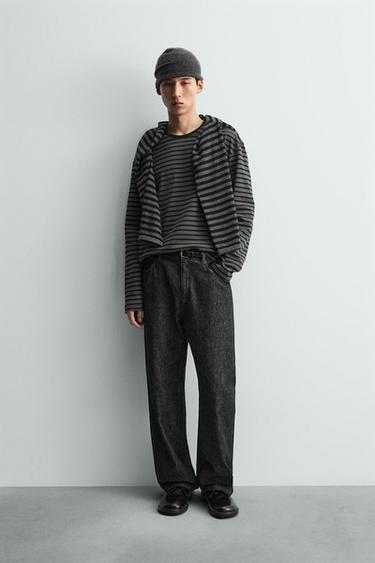 Zara Футболка в полоску из интерлок с длинными рукавами