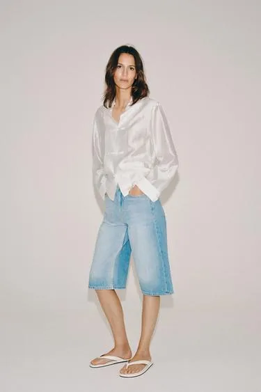 Джинсовые шорты со средней посадкой — коллекция Zara «Zw»- Заказать в России