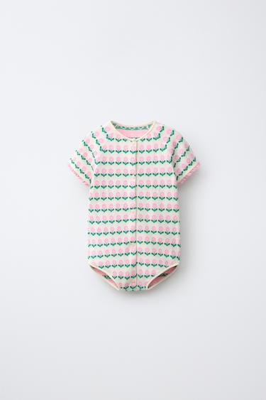 Zara Трикотажный песочник с жаккадовым цветочным узором