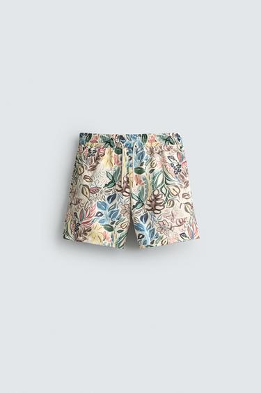 Zara Длинные плавки с цветочным принтом