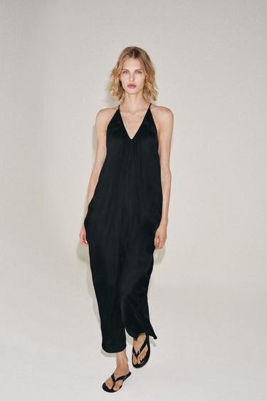 Zara Атласное платье со сборками — ZW COLLECTION купить с доставкой.