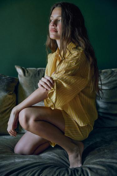 Zara Рубашка в полоску с принтом купить с доставкой.