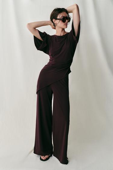 Zara Брюки прямого кроя из крепа с разрезами