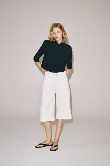 Zara Укороченный блейзер с короткими рукавами — ZW COLLECTION