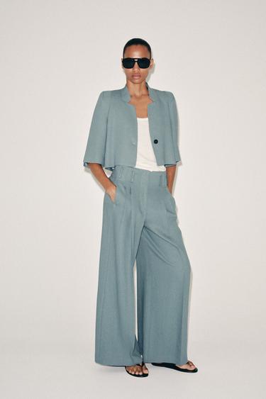 Zara Брюки с защипами и льном — ZW COLLECTION