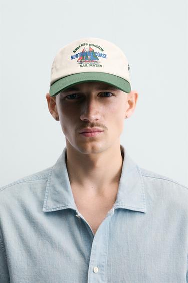 Zara Комбинированная кепка с плоским козырьком