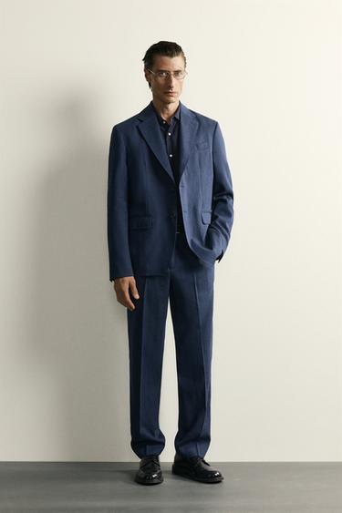 Zara Костюмные брюки REGULAR FIT из льна и шерсти