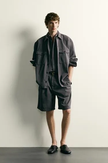Шорты Relaxed Fit с эффектом потертости- Заказать в России