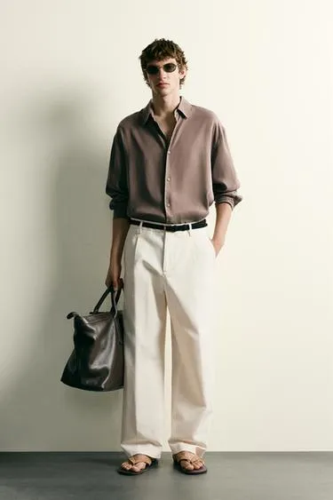 Рубашка Relaxed Fit из струящейся ткани