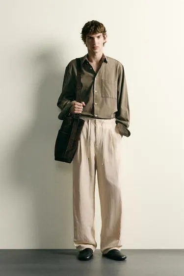 Брюки Relaxed Fit из вискозы и льна- Заказать в России