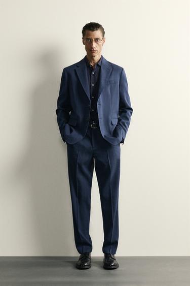 Zara Костюмный блейзер REGULAR FIT изо льна и шерсти купить с доставкой.