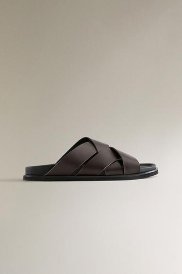 Zara Кожаные сандалии с перекрещивающимися ремешками купить с доставкой.