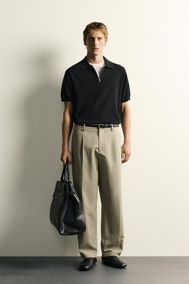 Zara Трикотажное поло на молнии