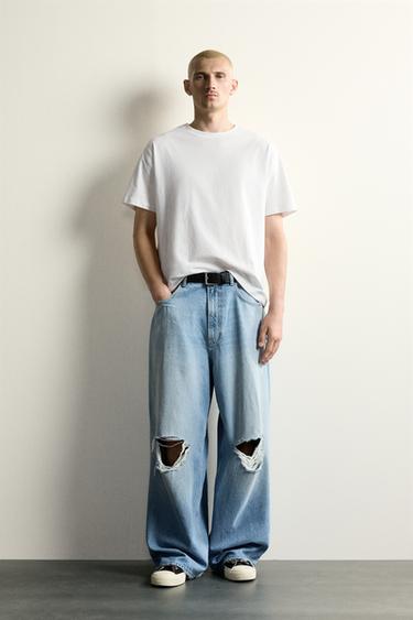 Zara Джинсы багги с разрезами