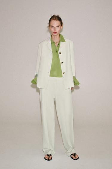 Zara Прямой блейзер из льняной смеси — коллекция ZARA «ZW»