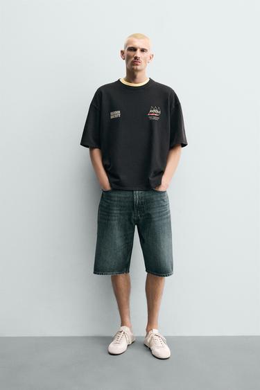 Zara Толстовка с эффектом потертости и морским принтом