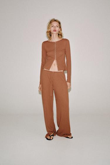 Zara Футболка в стиле рустик на пуговицах