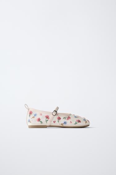Zara Балетки с цветочной вышивкой