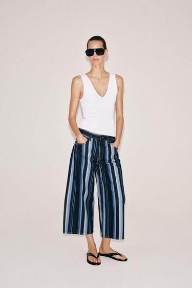 Zara Джинсы-кюлоты в полоску со средней посадкой — коллекция ZARA «ZW»