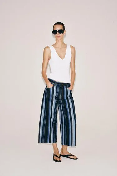 Джинсы-кюлоты в полоску со средней посадкой — коллекция Zara «Zw»